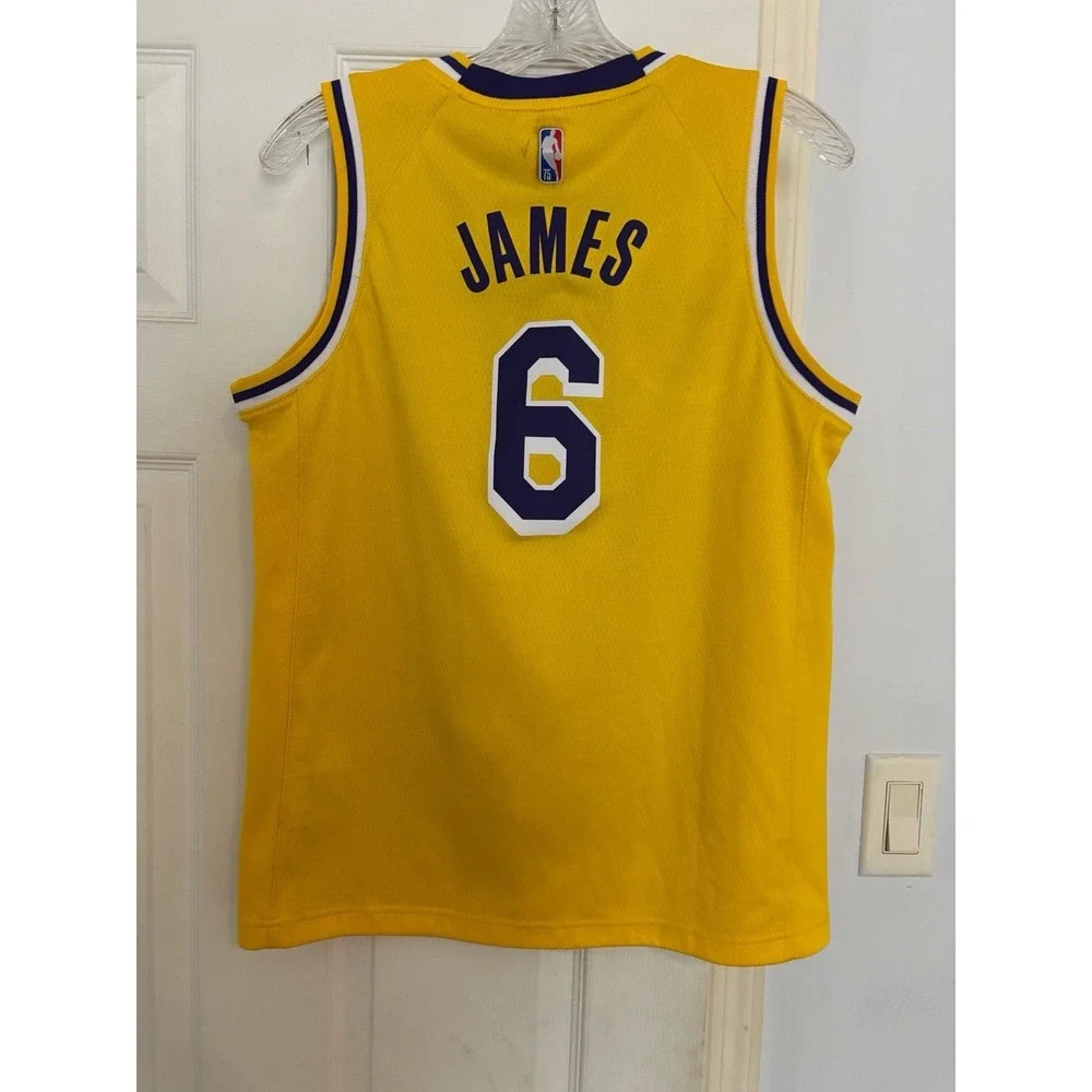 Nike NBA Los Angeles Lakers Lebron James #6 Swingman‎ Jersey Sz Youth Large V-17
